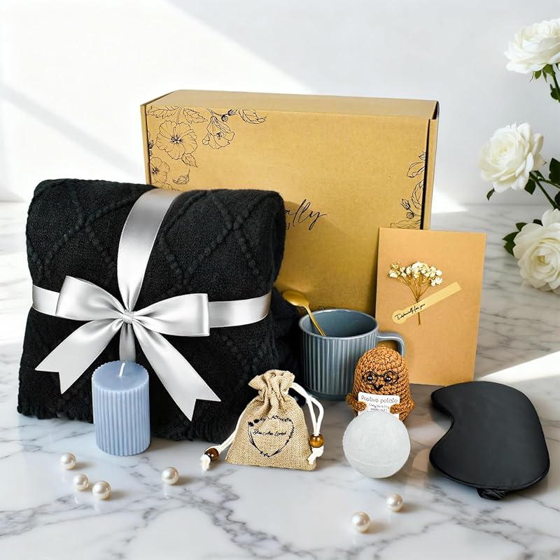 Get Well Gift Basket for Men with Plush Blanket for Recovery After Sur