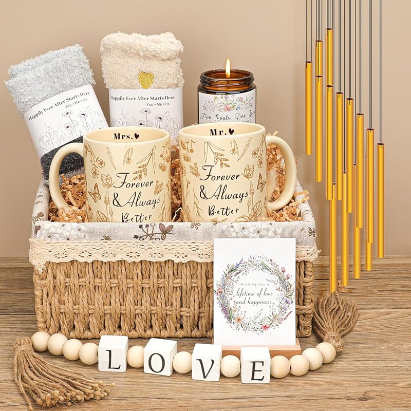 Mr and Mrs Gift Set for Newlyweds – Cozy Mugs and Socks for Couples