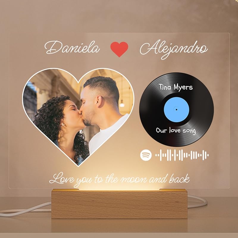 Custom Acrylic Plaque with Photo and Love Song – Personalized Annivers