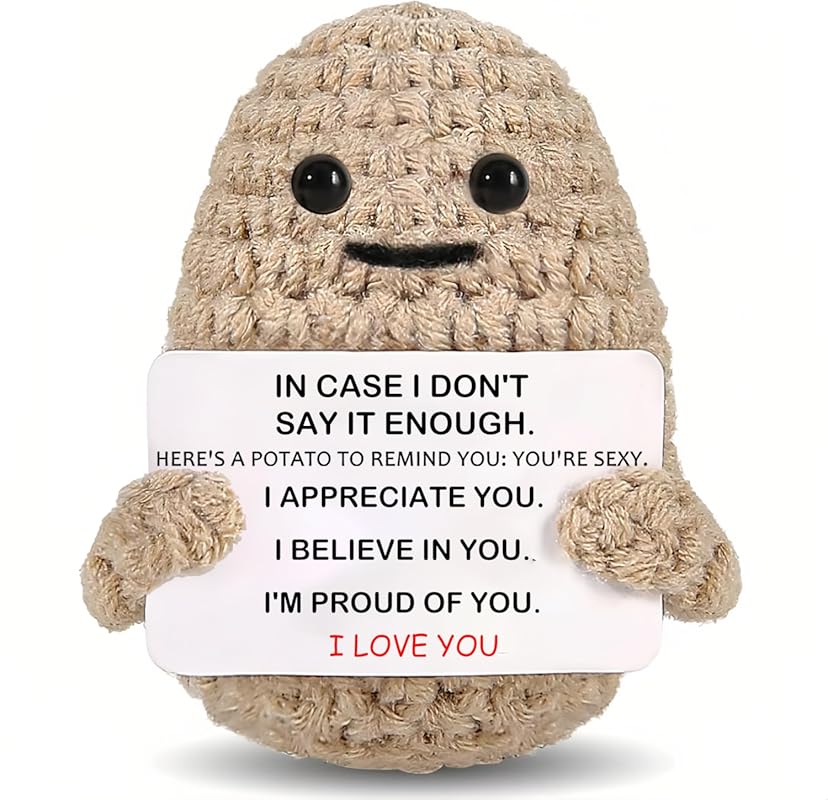 Handmade Crochet Potato Plush with Sweet Message, Cute Romantic Gift f