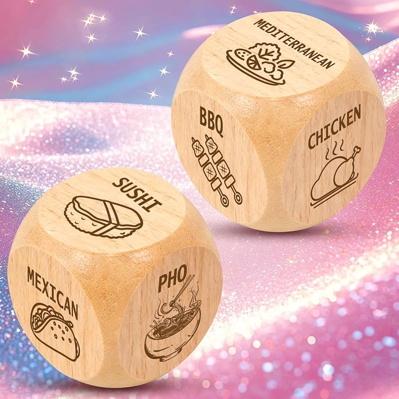 Food Decision Dice Set for Couples, Fun Date Night Gift in Red Velvet 