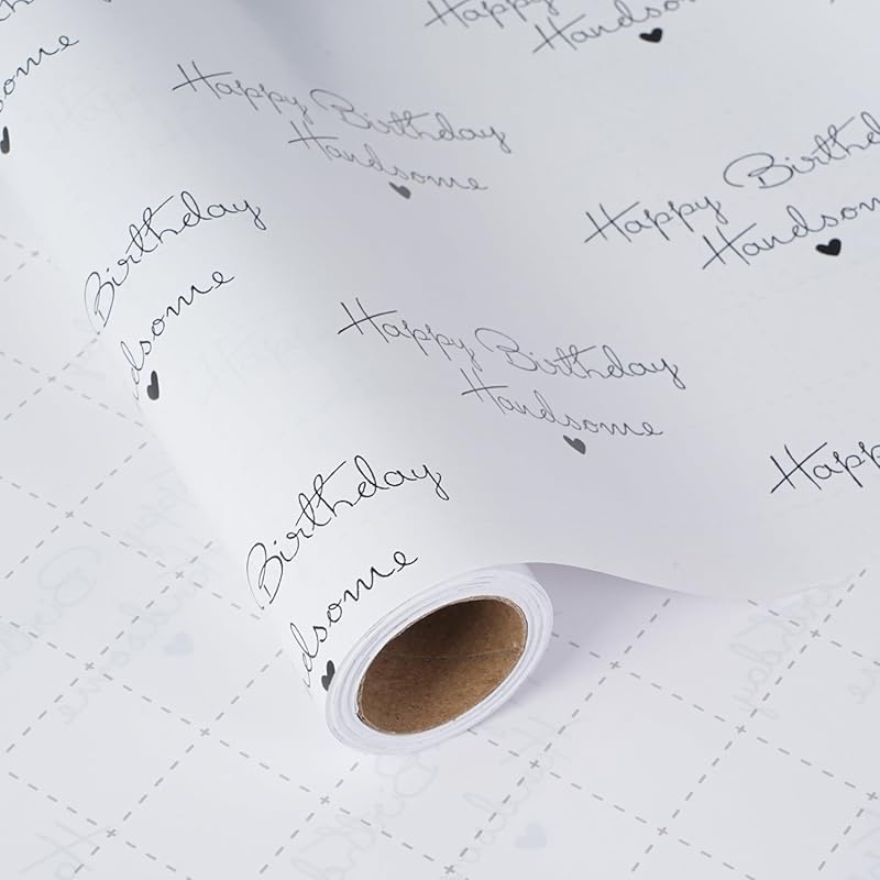 ZINTBIAL birthday wrapping paper for men, handsome design with back cu