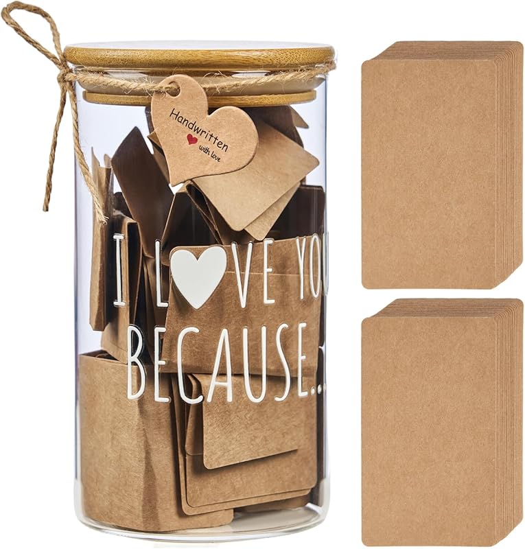 50-Count Love Notes Memory Jar, Romantic Gift Set for Couples, Anniver